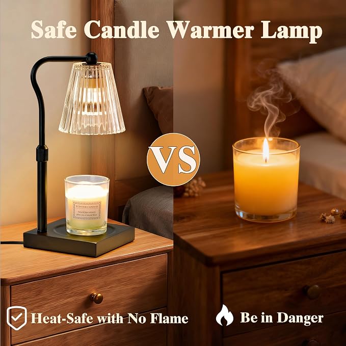 Shevvi Candle Warmer Lamp with Timer, Dimmable Candle Warmer for Jar Candles, Gifts for Women Mom, Height Adjustable Wax Melt