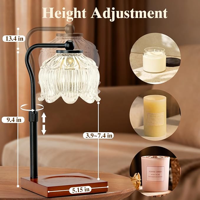 Shevvi Candle Warmer Lamp with Timer, Dimmable Candle Warmer for Jar Candles, Gifts for Women Mom, Height, alternate view 3