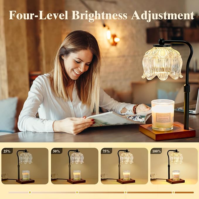 Shevvi Candle Warmer Lamp with Timer, Dimmable Candle Warmer for Jar Candles, Gifts for Women Mom, Height, alternate view 4