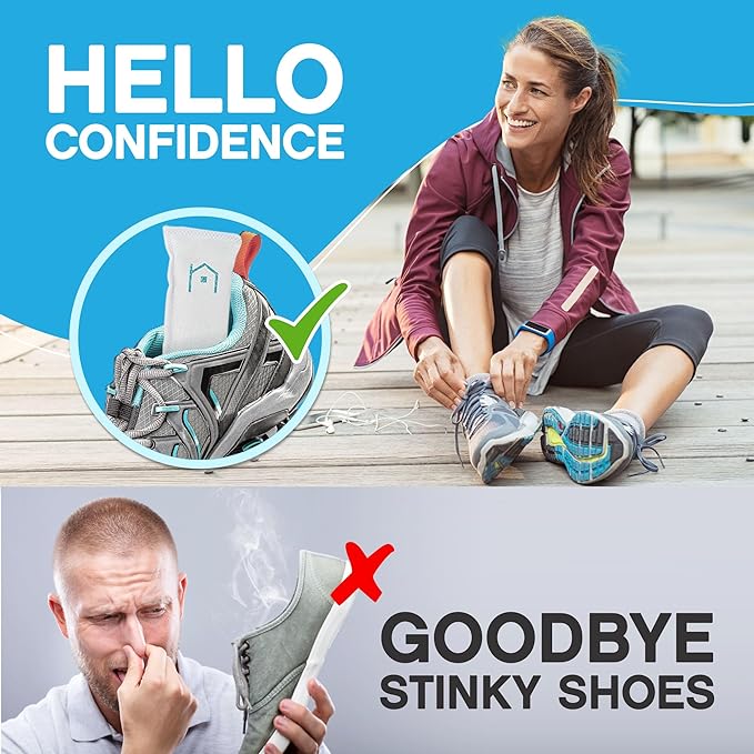 Shoe Deodorizer 4-Pack (8 Count) - Odor Eliminator, Air Freshener, Smell Absorber, Scent Remover for Shoes, Gym Bags