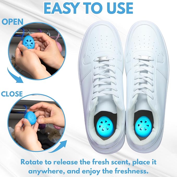 Shoe Deodorizer Balls 12 Ct, Fresh Linen Scent, Odor Remover Balls for Sneakers, Gym Bags, Lockers, and Drawers, Essential