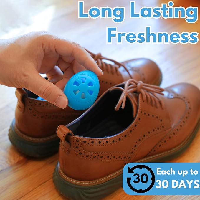 Shoe Deodorizer Balls 12 Ct, Fresh Linen Scent, Odor Remover Balls for Sneakers, Gym Bags, Lockers, and Drawers, Essential