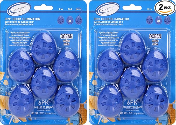 Shoe Deodorizer Balls 12 Ct, Ocean Scent, Odor Remover Balls for Sneakers, Gym Bags, Lockers, Closets, Hampers