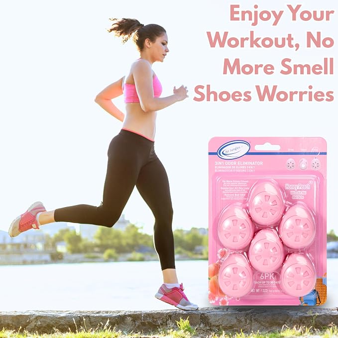 Shoe Deodorizer Balls 6 Ct, Honey Peach Scent, Odor Remover Balls for Sneakers, Gym Bags, Lockers, Closets, alternate view 4