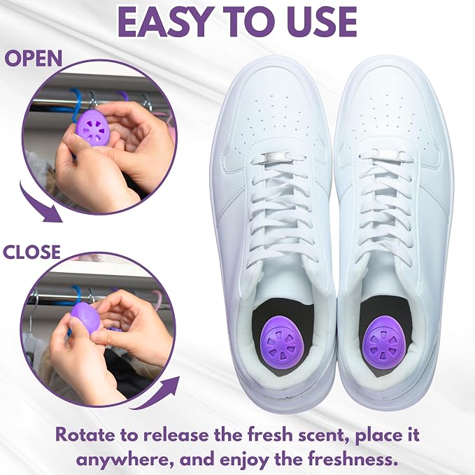 Shoe Deodorizer Balls 6 Ct, Lavender Scent, Odor Remover Balls for Sneakers, Gym Bags, Lockers, Closets, Hampers, and
