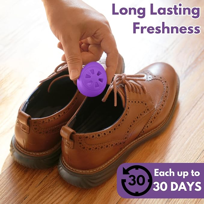 Shoe Deodorizer Balls 6 Ct, Lavender Scent, Odor Remover Balls for Sneakers, Gym Bags, Lockers, Closets, Hampers, and