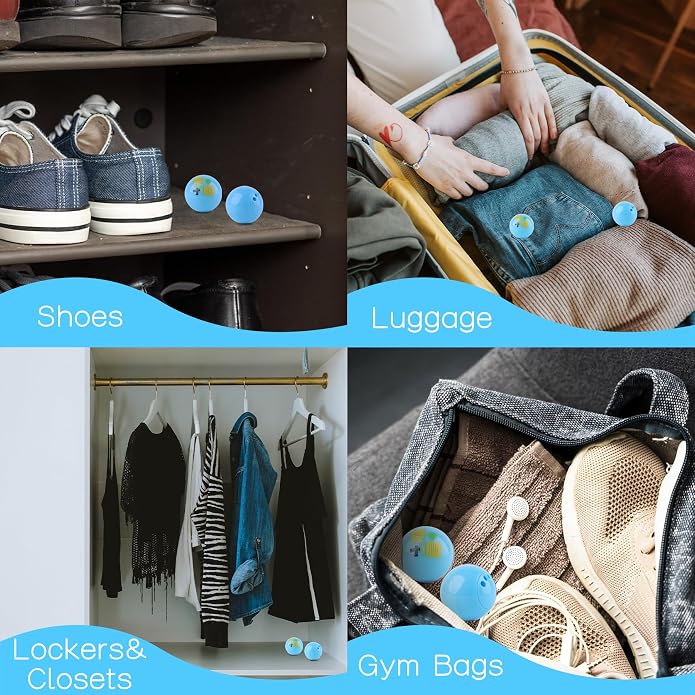 Shoe Deodorizer Balls (6 Pack) – Odor Eaters for Sneaker | Odor Eliminator Air Freshener for Closet, Locker, Gym Bag
