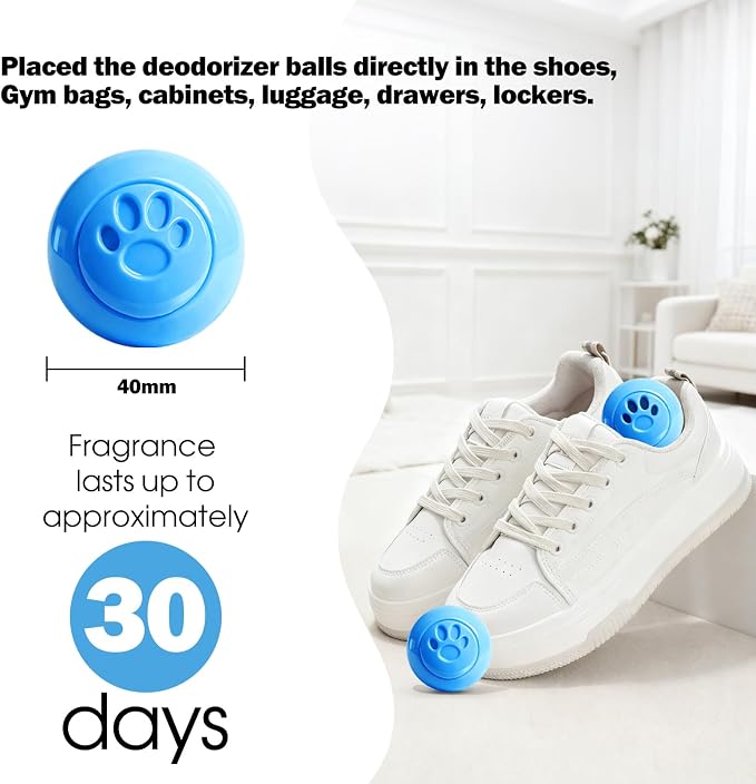 Shoe Deodorizer Balls, 8 Pack Linen Scent Sneaker Deodorizer Balls, Odor Eliminator for Smell Shoes Boots, Long Lasting Shoe