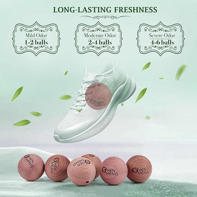 Shoe Deodorizer Balls, Sneaker Balls with Natural Woody Scent, 6pcs Odor-Fighting Shoe Freshener Balls, alternate product