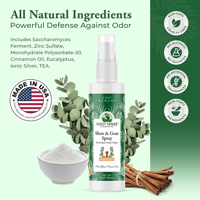 Shoe Deodorizer & Foot Spray – Natural Foot & Shoe Odor Eliminator for Smelly Feet, Shoes & Sports Gear, alternate product