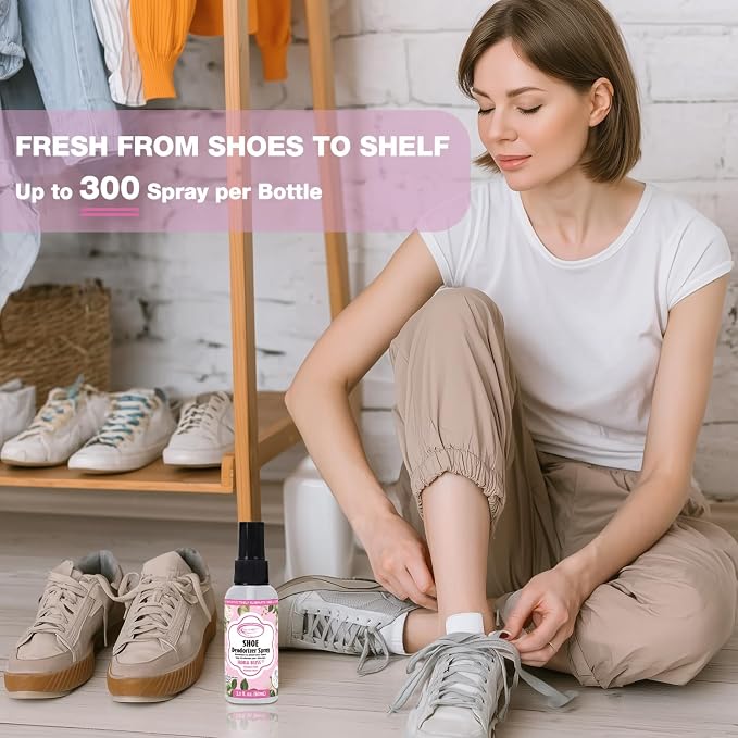 Shoe Deodorizer Spray Travel-size, Flora Bliss Scent- 2 fl oz (Pack of 2) Up to 300 Spray Each, Odor Eliminator for Sneaker