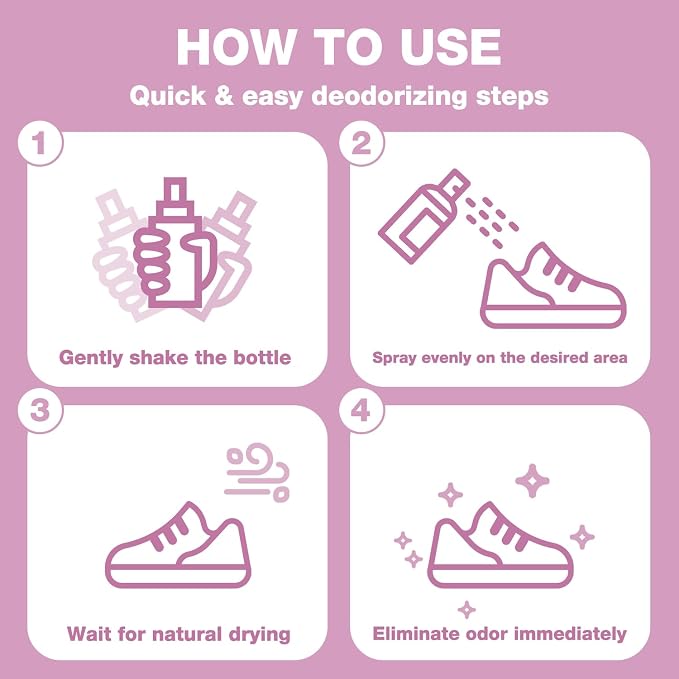 Shoe Deodorizer Spray Travel-size, Flora Bliss Scent- 2 fl oz (Pack of 2) Up to 300 Spray Each, Odor Eliminator for Sneaker