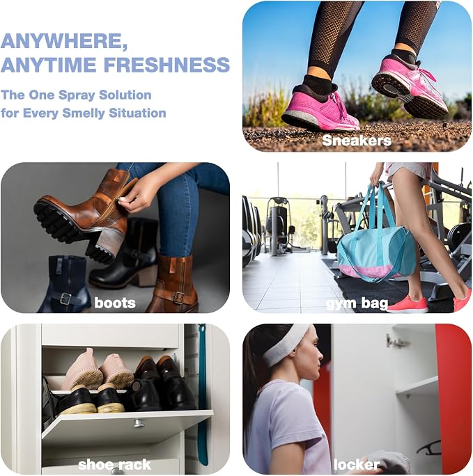 Shoe Deodorizer Spray Travel-size, Ocnet Scent- 2 fl oz (Pack of 2) Up to 300 Spray Each, Odor Eliminator for Sneaker, Boot