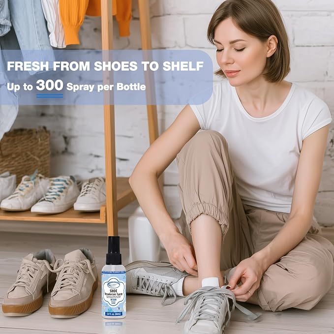Shoe Deodorizer Spray Travel-size, Ocnet Scent- 2 fl oz (Pack of 2) Up to 300 Spray Each, Odor Eliminator for Sneaker, Boot