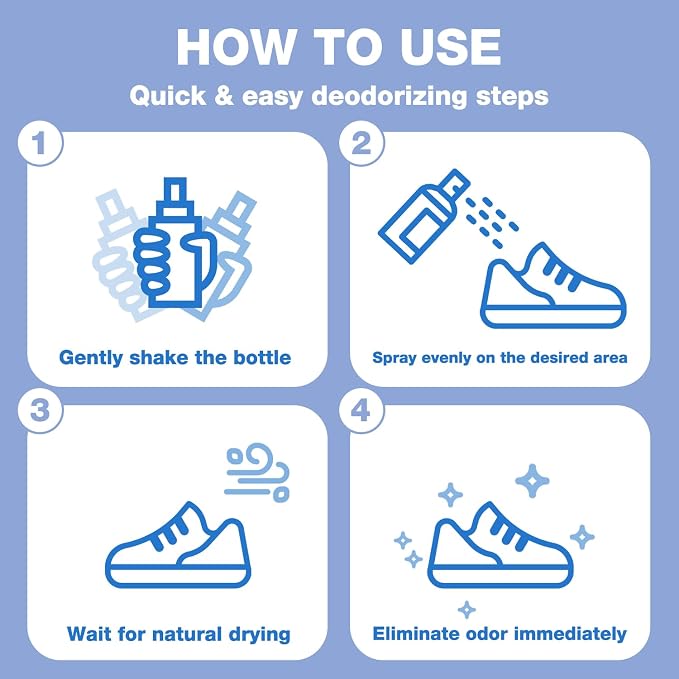 Shoe Deodorizer Spray Travel-size, Ocnet Scent- 2 fl oz (Pack of 2) Up to 300 Spray Each, Odor Eliminator for Sneaker, Boot