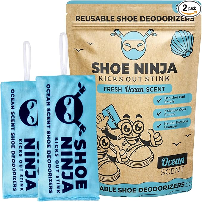Shoe Ninja Shoe Deodorizer - Shoe Odor Elimination with Activated Charcoal, Versatile and Reusable Shoe Smell Remover