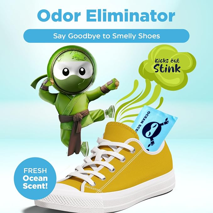 Shoe Ninja Shoe Deodorizer - Shoe Odor Elimination with Activated Charcoal, Versatile and Reusable Shoe Smell Remover