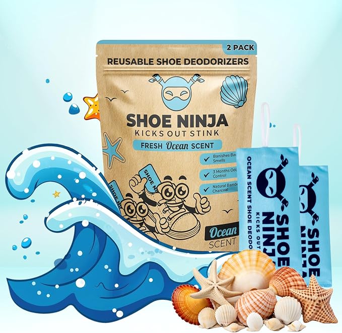 Shoe Ninja Shoe Deodorizer - Shoe Odor Elimination with Activated Charcoal, Versatile and Reusable Shoe Smell Remover