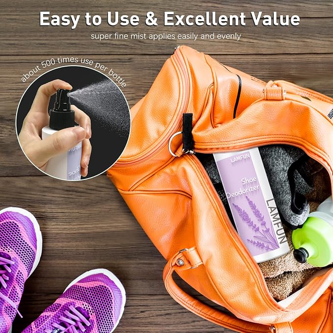 Shoe Odor Eliminator, Deodorant Spray for Stinky Sneakers or Smelly Feet, Natural Shoe Deodorizer and Foot Deodorant Fight