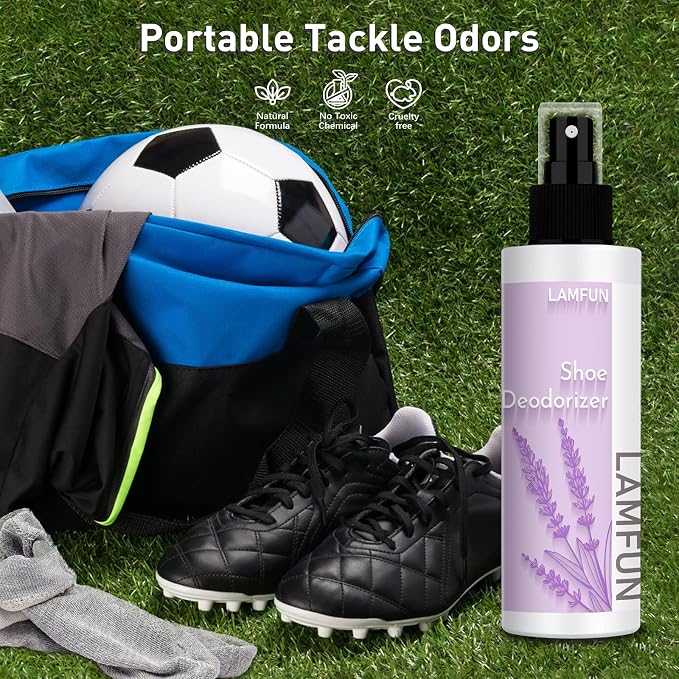 Shoe Odor Eliminator, Deodorant Spray for Stinky Sneakers or Smelly Feet, Natural Shoe Deodorizer and Foot Deodorant Fight
