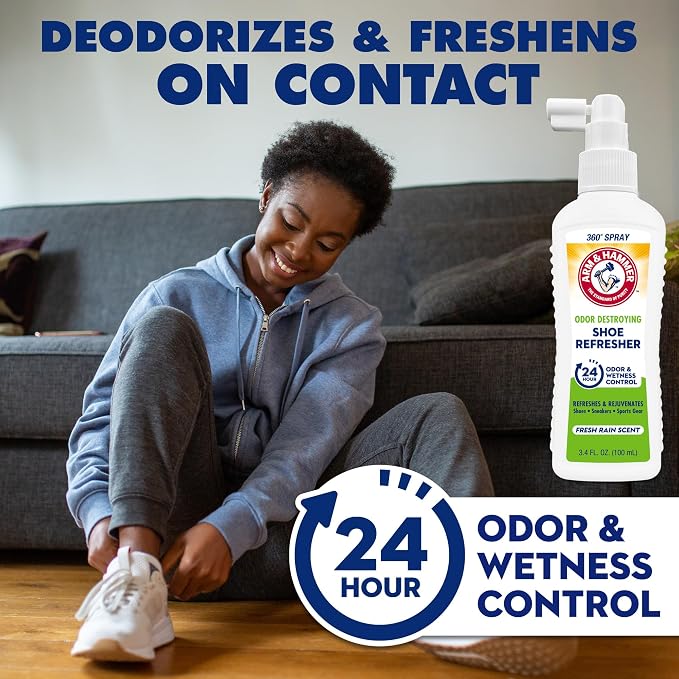 Shoe Refresher Spray, Odor Eliminator for Sneakers, 24 Odor & Wetness Control, Aerosol-Free Shoe Deodorizer Spray, alternate