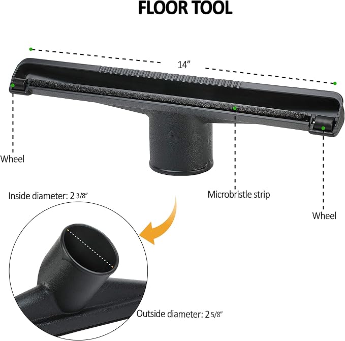 Accessories 2 1/2 inch Attachments (2.5 Wet Dry Vac Accessories - Extension Wands, Floor Brush, Dust Brush, Crevice