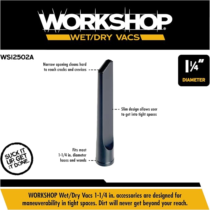 Shop Vacuum Accessories WS12502A Crevice Tool Attachment for Wet Dry Vacuum Cleaners, Fits 1-1/4-inch Extension, alternate