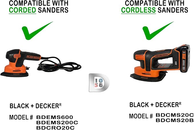 Shop Vacuum Hose Adapter compatible with Cordless BLACK+DECKER Mouse Detail Sander BDCMS20C BDCMS20B for Vac Dust Reducer