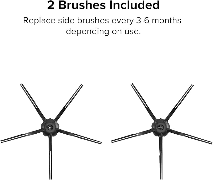 Side Brushes (2 Pieces) for Q5, Q7, Q7Max, Q8Max, Qrevo, E Series, S4, S5, S6, S7, S7MaxV, S8 Series Robot Vacuum, Black