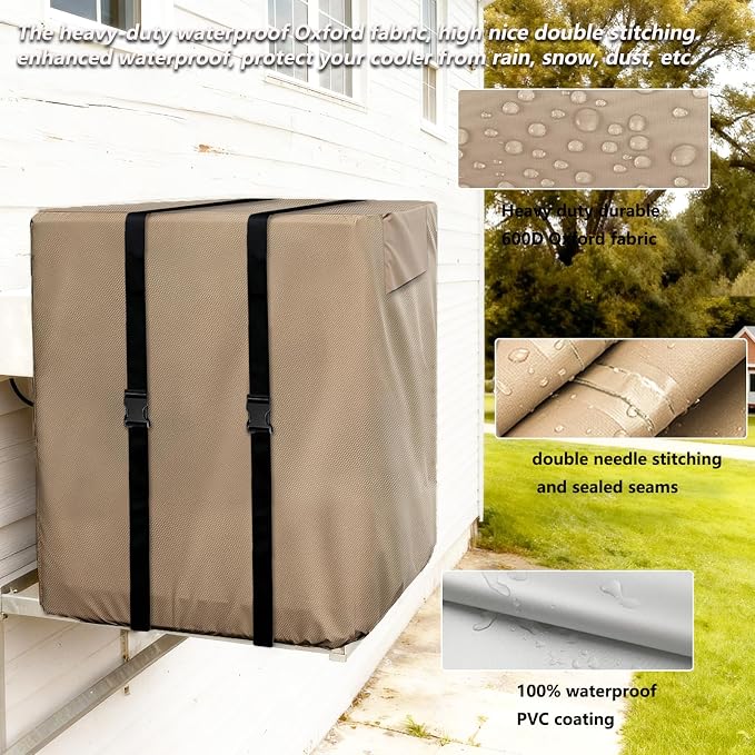 Side Draft Evaporative Cooler Cover,Heavy Duty 600D Rain and Snow Protection Swamp Cooler Cover,Equipped with 2 Bayonet