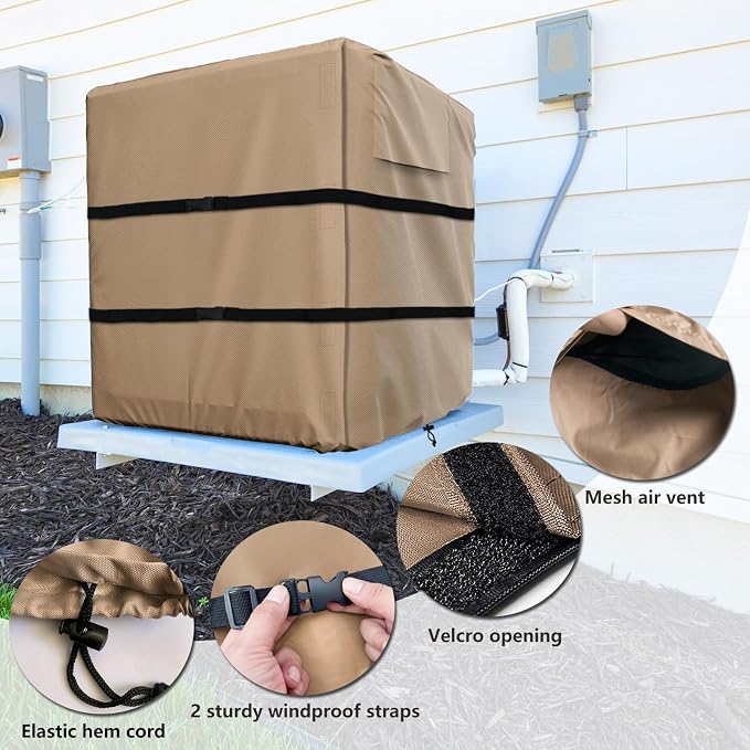 Side Draft Evaporative Cooler Cover,Heavy Duty 600D Rain and Snow Protection Swamp Cooler Cover,Equipped with 2 Bayonet
