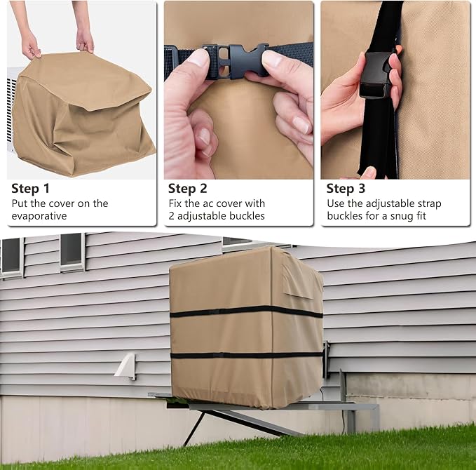 Side Draft Evaporative Cooler Cover,Heavy Duty 600D Rain and Snow Protection Swamp Cooler Cover,Equipped with 2 Bayonet