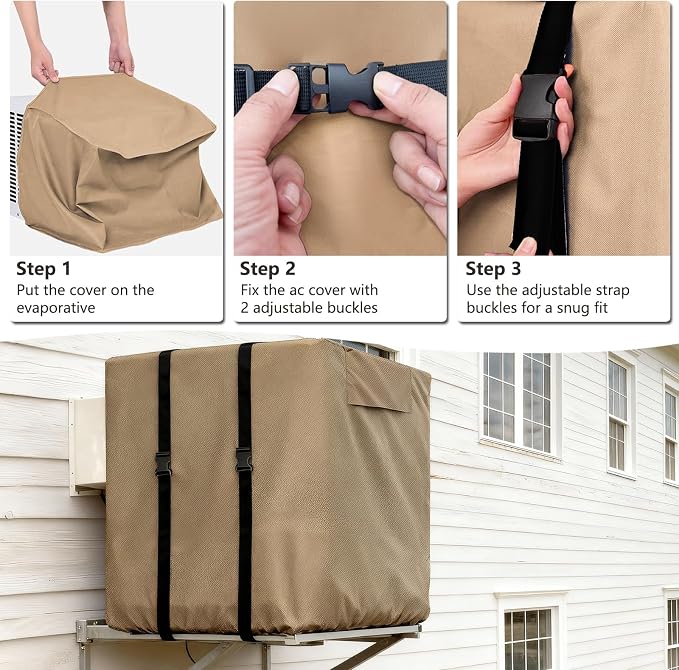 Side Draft Evaporative Cooler Cover,Heavy Duty 600D Rain and Snow Protection Swamp Cooler Cover,Equipped with 2 Bayonet