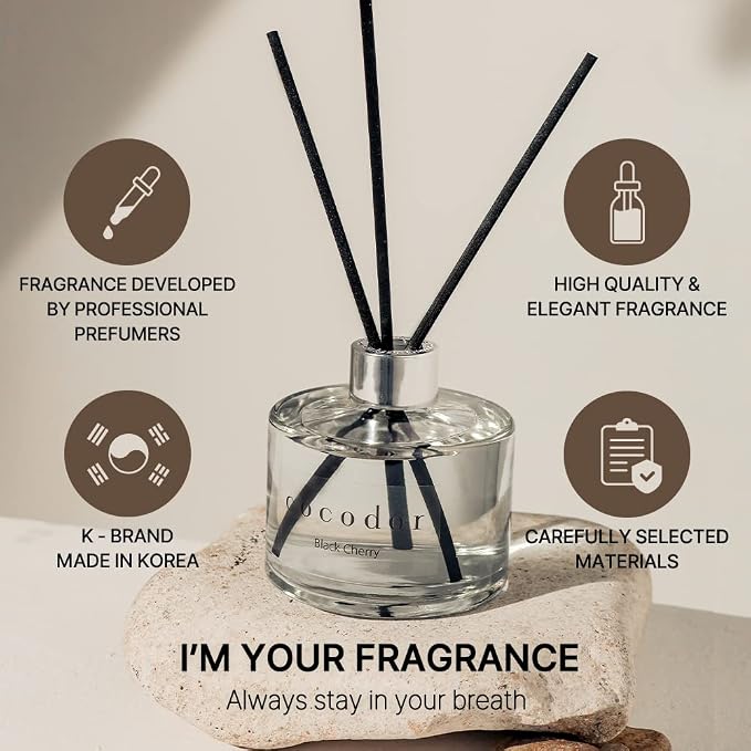 Signature Reed Diffuser Set/Black Cherry / 6.7oz /1 Pack/Home Fragrance Diffuser, Oil Scent Diffuser for Bathroom Shelf