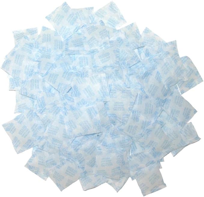 Silica Gel Desiccant Packs 1 Gram 100 Packets Moisture Absorbers Dehumidifier Oil Resistant Food Pharmaceutical Contact Safe