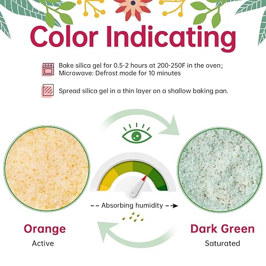 Silica Gel Flower Drying – 7 LBS Flower Drying Silica by Reusable, Color Indicating Silica Gel Beads for Drying Flowers