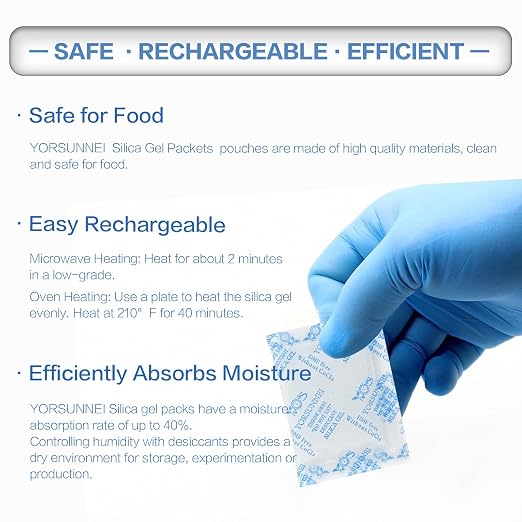 Silica Gel Packets, 2 Gram 200Pcs Desiccants Packs, Silica Gel Moisture Absorbers, Desiccant Packets for Storage, alternate