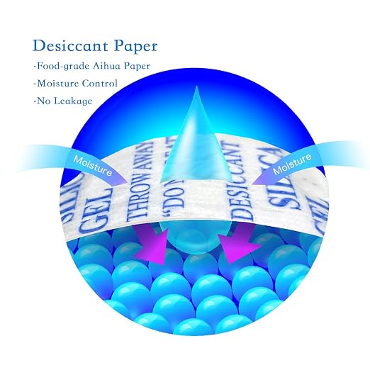 Silica Gel Packs,100 Pcs 2 Gram Desiccant Packets for Moisture Control, Food Grade Silica Gel Packets Moisture Absorbers for