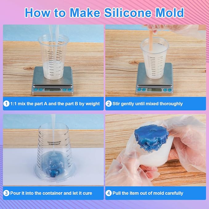 Silicone Mold Making Kit, 70.5oz 15A Elastic Liquid Silica Gel for Casting Resin molds and Candle & Soap Mold,Fast