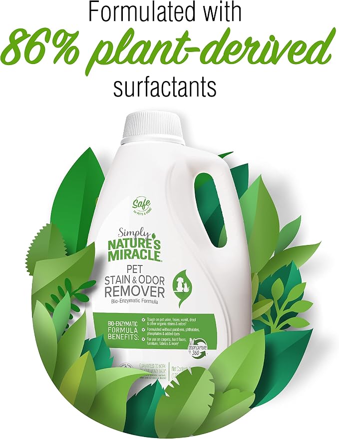 Simply Pet Stain and Odor Remover, 128 Ounce, Made with 86% Plant-Derived Surfactants, Multicolor, alternate product view 4