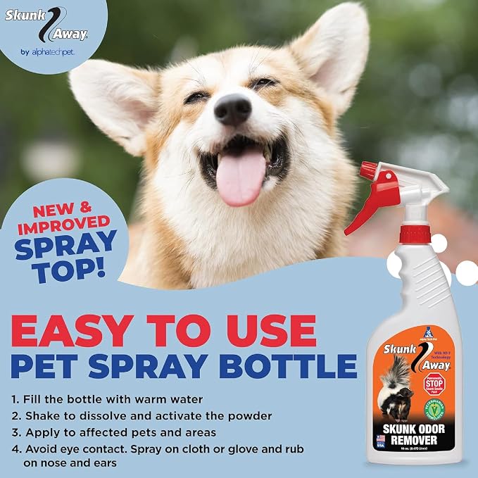 SkunkAway Skunk Odor Remover - Skunk Odor Eliminator for Pets, Fabrics, Carpets, and Surfaces - Easy to Use Pet Spray Bottle