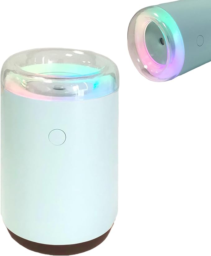 Sky Blue Portable Mini Humidifier - 255ml, Nano Cool Mist Spray, 40ml/h, 2 Light Modes, Quiet Personal Ultrasonic Humidifier