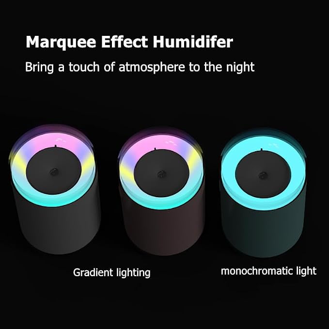 Sky Blue Portable Mini Humidifier - 255ml, Nano Cool Mist Spray, 40ml/h, 2 Light Modes, Quiet Personal Ultrasonic Humidifier