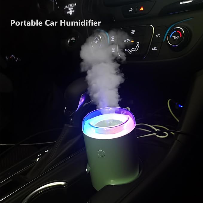Sky Blue Portable Mini Humidifier - 255ml, Nano Cool Mist Spray, 40ml/h, 2 Light Modes, Quiet Personal Ultrasonic Humidifier