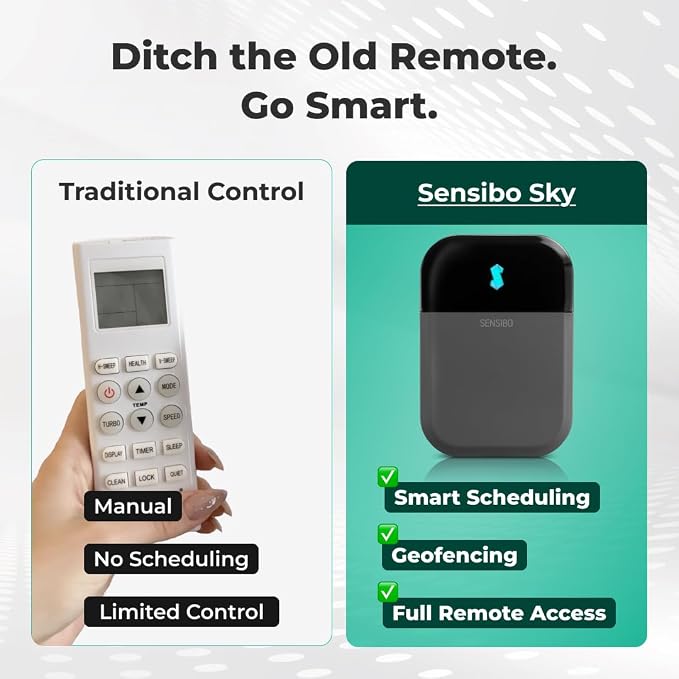 Sky, Smart Wireless Air Conditioner Controller. Quick & Easy DIY Installation. Maintains Comfort with Energy Efficient.