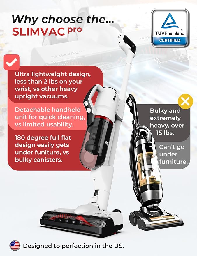 SlimVac Pro Cordless Vacuum Cleaner for Home - 2200mAh Battery, High Suction Power, Lightweight, alternate product view 2