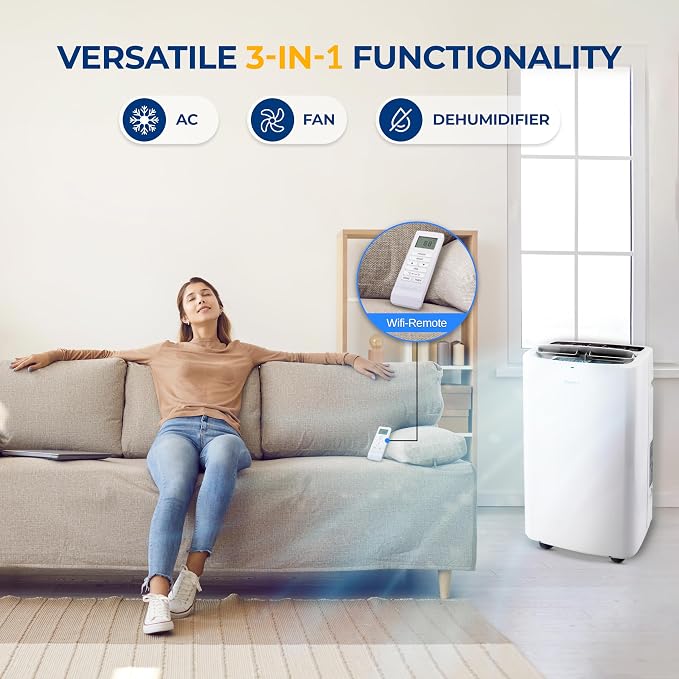 Small Air Conditioner Portable 14,000 BTU with Built-in Dehumidifier - Portable AC unit for rooms up to 650 sq ft, alternate