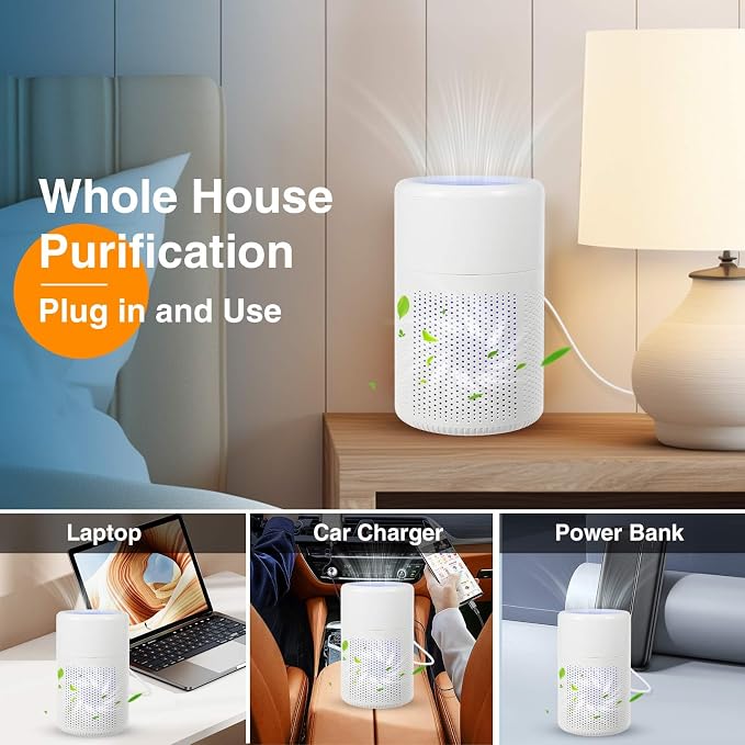 Small Air Purifier for Bedroom Home: Personal Desk Mini Air Purifier – Filters Smoke Dander Hair Odors, alternate product