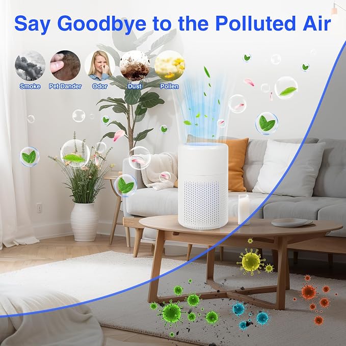 Small Air Purifier for Bedroom Home: Personal Desk Mini Air Purifier – Filters Smoke Dander Hair Odors, alternate product