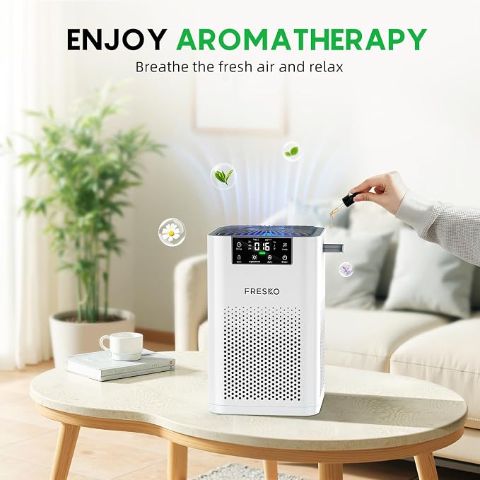 Small Air Purifier for Home, HEPA Air Purifiers for Pet Hair, Odors, Quiet Air Cleaner with Aromatherapy for Bedroom &